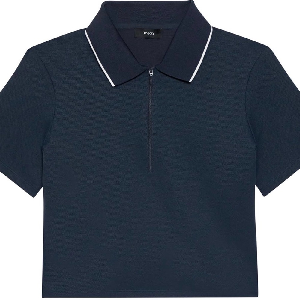 Theory Women's Nocturne Navy Tennis Polo with White Trim